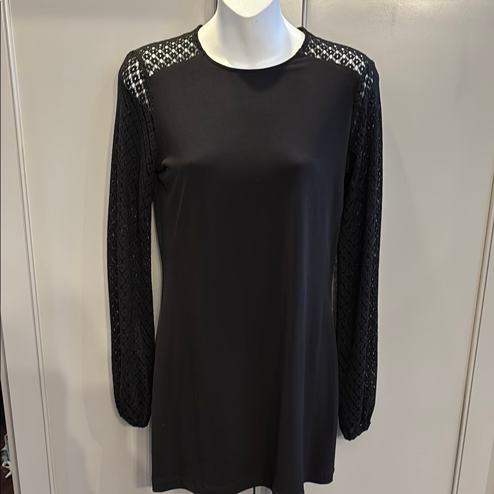 Michael Kors Black Dress with Lace Sleeves sz xs